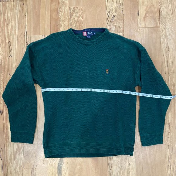 Vintage Chaps Ralph Lauren Hand Framed Green Pullover Crewneck Sweater Men's XL - Picture 7 of 8